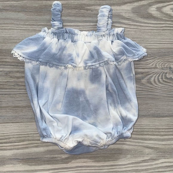 ⭐Jessica Simpson Baby Girls Blue & White Tie-Dye Summer Romper 0-3M⭐ - Picture 1 of 3